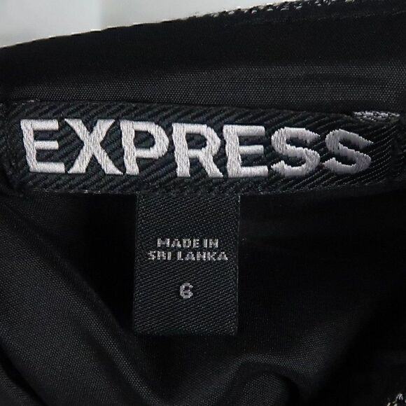 EXPRESS BLACK TWEED WITH FAUX LEATHER ACCENTS BUSINESS OFFICE WORK SKIRT SIZE 6 - Picture 2 of 10